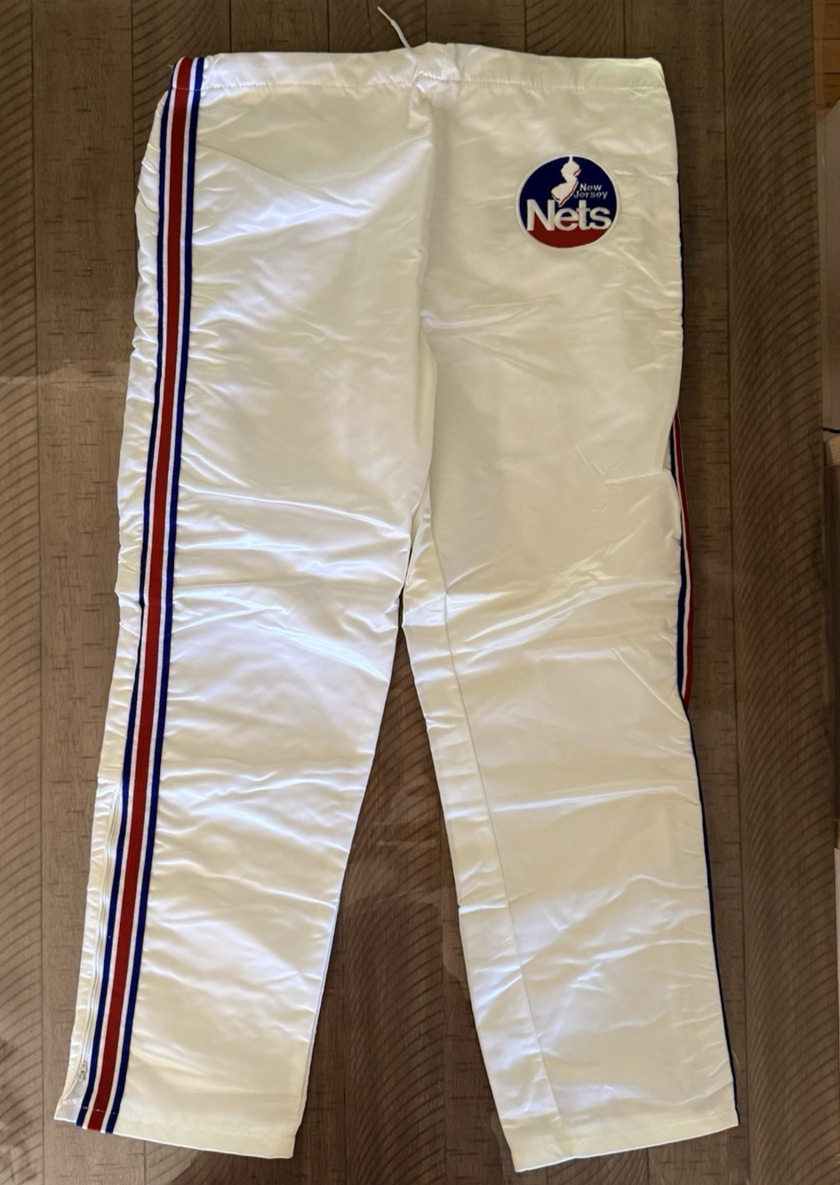 Vintage New Jersey Nets DeLong Satin Warm Up Pants Made in USA 2XL NBA Style